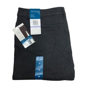 Jones New York Sport Cotton Blend Shape Control Slimming Panel Charcoal Jeans 18